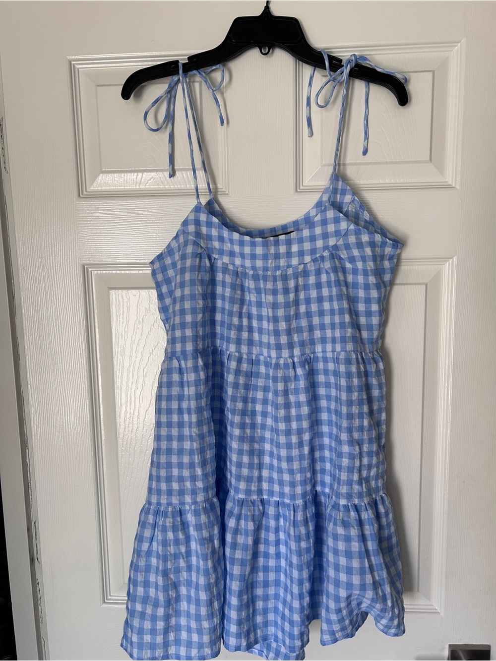 MINKPINK Light Blue Gingham Tie-Shoulder Sundress